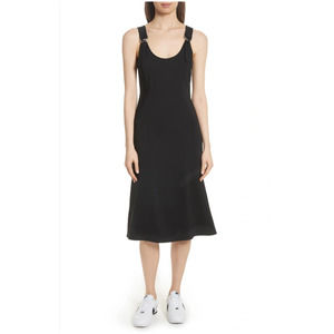 A.L.C. Sander Buckle Strap Midi Dress Black A-line D-ring Minimalist Wool 8